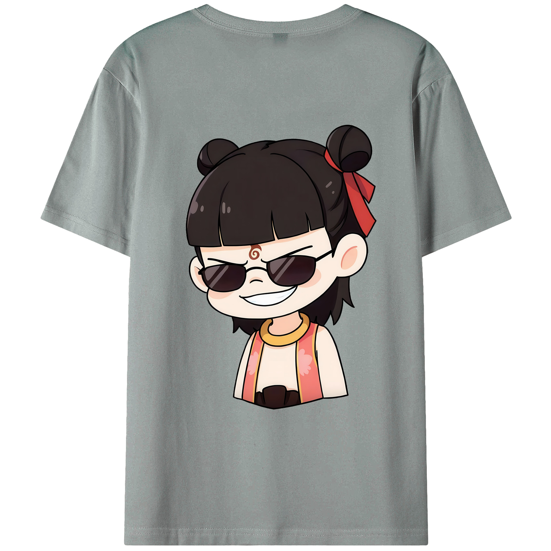 （画像用） Ne Zha 2 ナタ 魔童の大暴れ 綿100％ メンズ半袖Tシャツ（バックプリント） 通気性